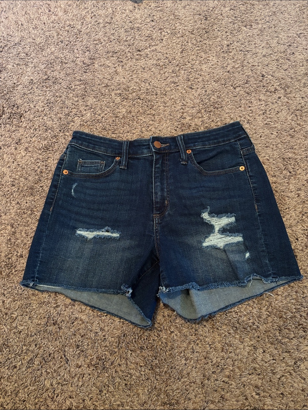 Universal Thread Dark Blue Distressed Denim Shorts 6